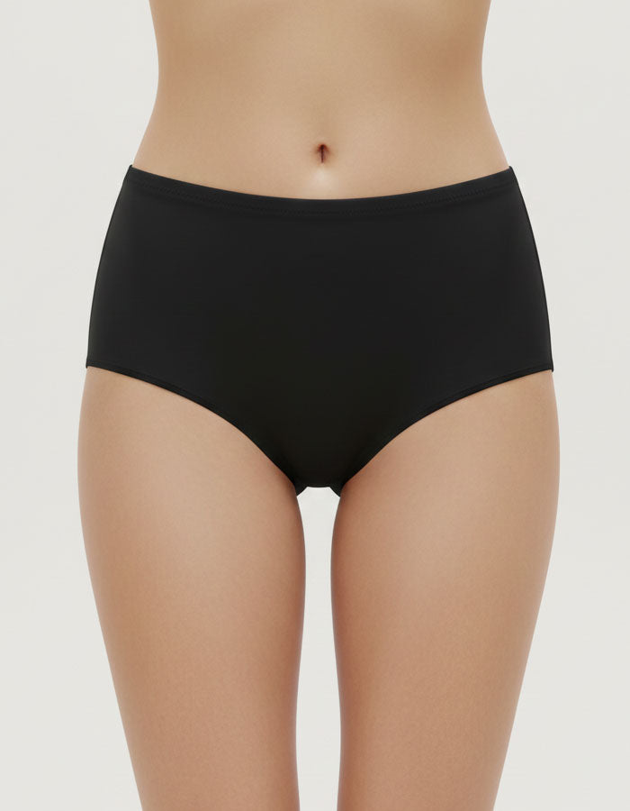 Памучна бикина с висока талия без ластик на крачолите, черен, 0136