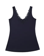 Памучен корсаж с бродерия, Romance, тъмно син, 023