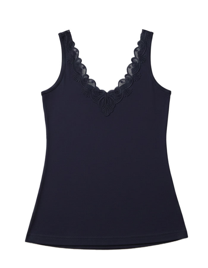 Памучен корсаж с бродерия, Romance, тъмно син, 023