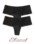 СЕТ 2 броя луксозни бразилиани, черен, Lace belt, 069
