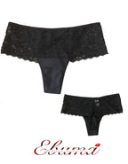 СЕТ 2 броя луксозни бразилиани, черен, Lace belt, 069