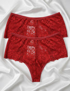 Сет 2 броя луксозни бразилиани с висока талия, Komfi waist, червен, 080