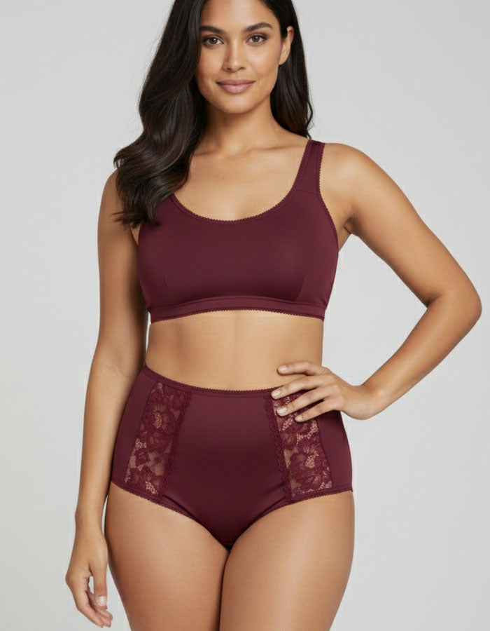 Луксозна бразилиана с висока талия, Komfi waist, бордо , 080