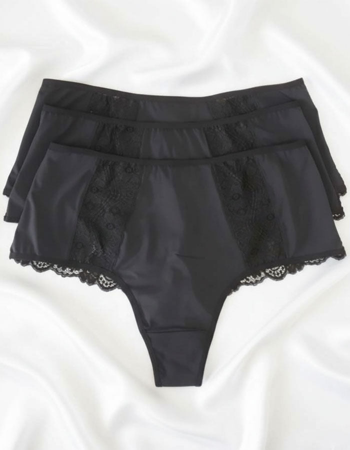 3 броя луксозни бразилиани с висока талия, Komfi waist, черен, 080