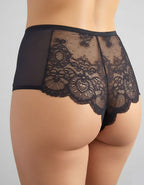 Луксозна дантелена бразилиана с висока талия, черно с червено, 082