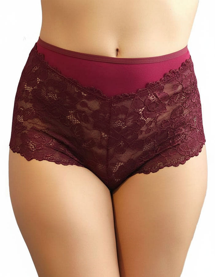 Памучна бикина/ боксер с дантела, Elegance, бордо , 119