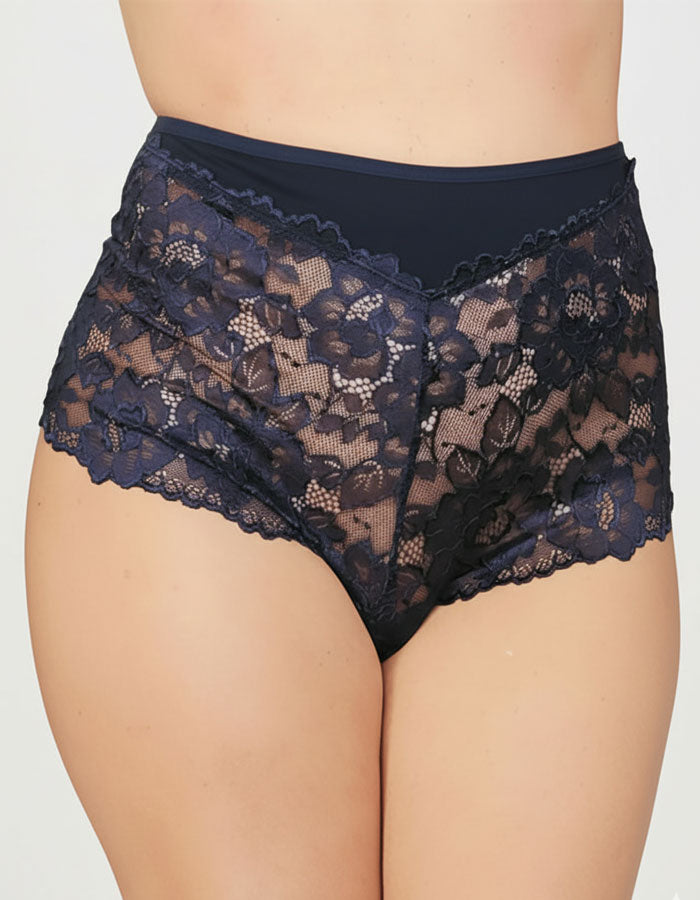 Памучна бикина/ боксер с дантела, Elegance, тъмно син, 119