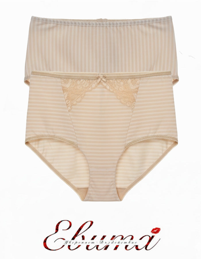 Дамски бикини с висока талия, изработени от плътен микрофибър за максимален комфорт и деликатно усещане върху кожата. Изчистеният модел се отличава с гладка задна част и широки страни, осигуряващи отлично покритие и комфорт. Памучното хигиенно парче допринася за допълнителна свежест и удобство през целия ден. Плоският ластик на крачолите и подсиленият шев на талията гарантират идеално прилягане и дълготрайност. Благодарение на оформящата и извайваща функция, този модел придава изискан силует и остава напълн