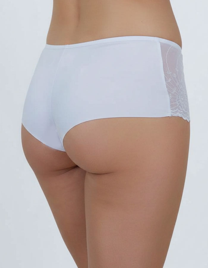 Луксозен боксер/бразилиана от бродерия, бял, Premium lace, бяла, 129