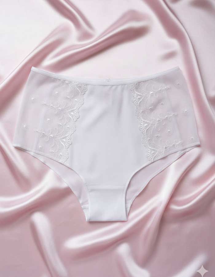 Луксозен боксер от микрофибр с висока талия, Grace, бял, 135