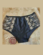 Луксозен боксер от микрофибр с висока талия, Grace, черен със златен акцент, 135