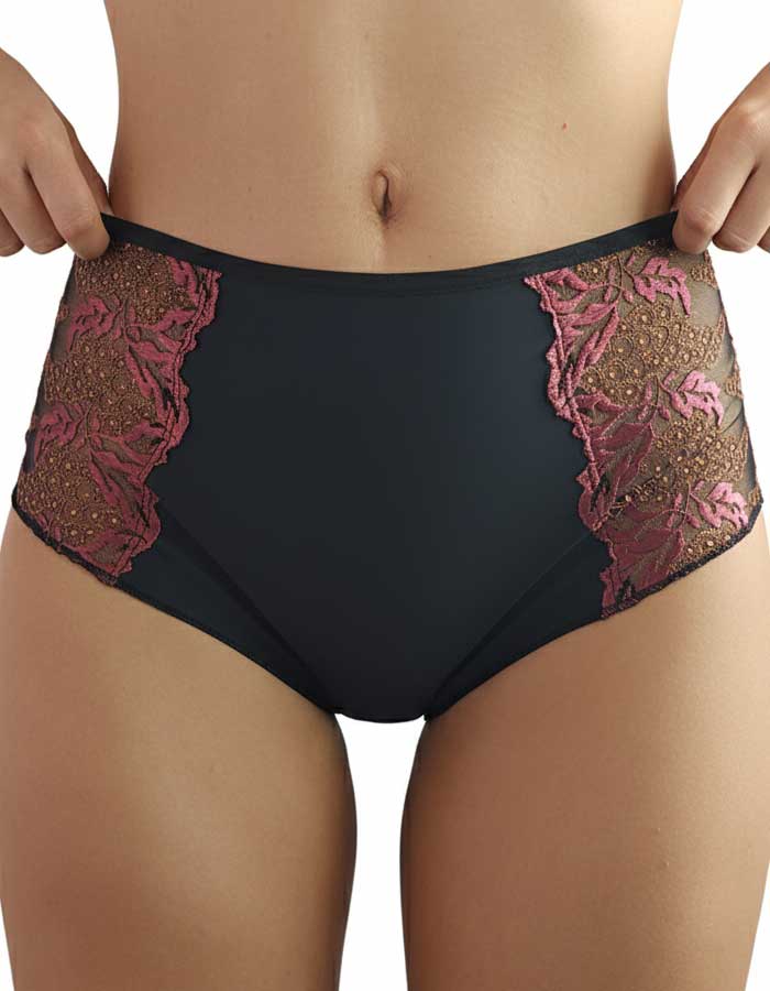 Луксозен боксер от микрофибр с висока талия, Grace, черен с акцент, 135