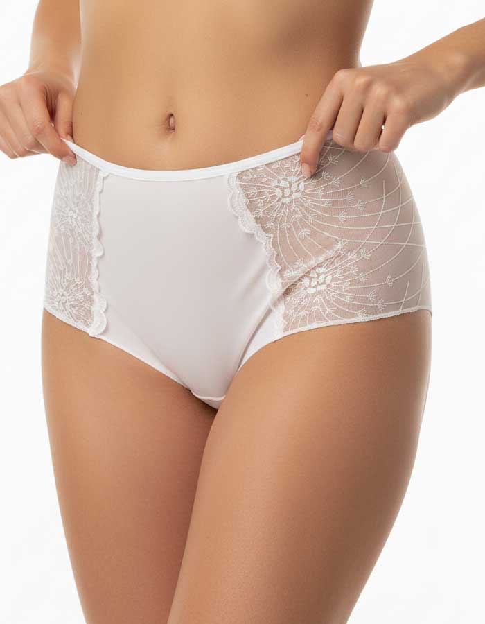 Луксозен боксер от микрофибр с висока талия, Grace, бял, 135