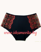 Луксозен боксер от микрофибр с висока талия, Grace, черен с акцент, 135