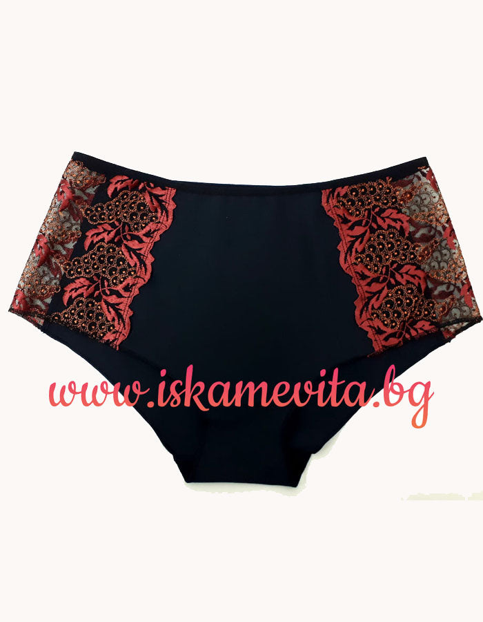 Луксозен боксер от микрофибр с висока талия, Grace, черен с акцент, 135