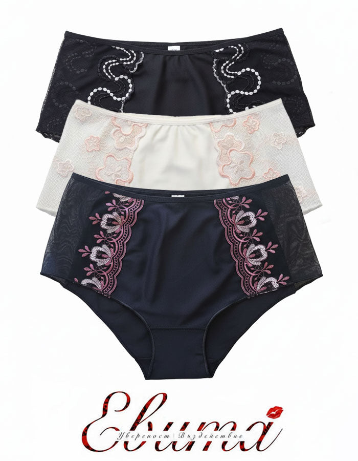 Евита - Въплъщение на Женствеността в Детайлите&nbsp;

Открийте новото ни бижу в колекцията на Евита - изключително женствения боксер, създаден да ви накара да се почувствате специални всеки ден. Нашето предложение комбинира подбрани флорални бродерии с изящен микрофибър, за да ви осигури несравнима елегантност и удобство.

✨ Красота без компромиси: Със своя уникален дизайн, този боксер подчертава вашата женственост, без да жертва комфорта. Без ластик на крачолите, той осигурява свобода на движение и ненадм