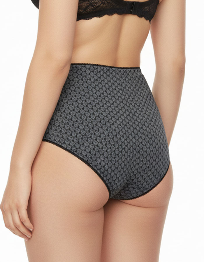 Стягаща бикина с висока талия, Fit, графит с черно, 150