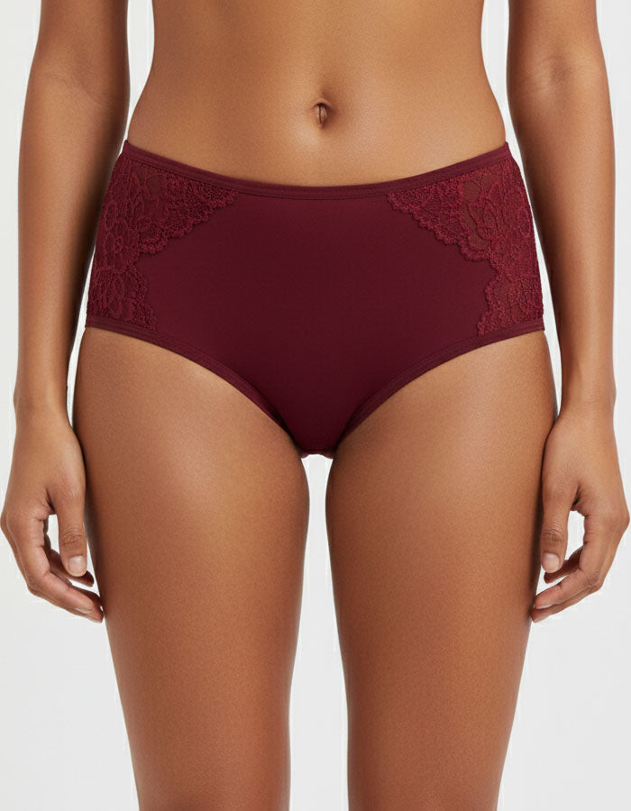 Памучна бикина с висока талия, Natural comfort, бордо, 160