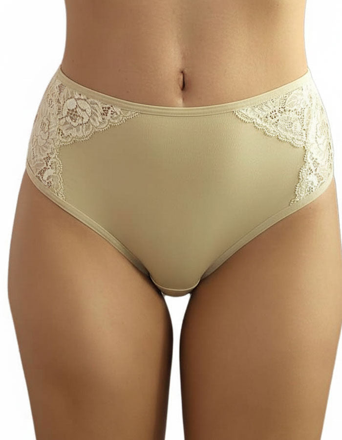 Памучна бикина с висока талия, Natural comfort, бежово, 160