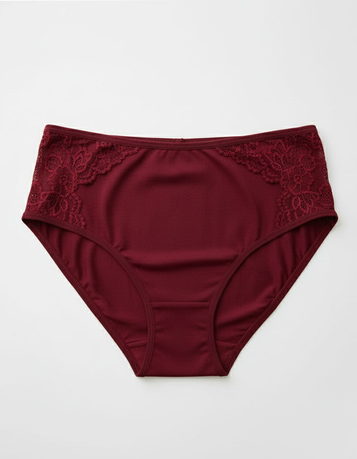 Памучна бикина с висока талия, Natural comfort, бордо, 160