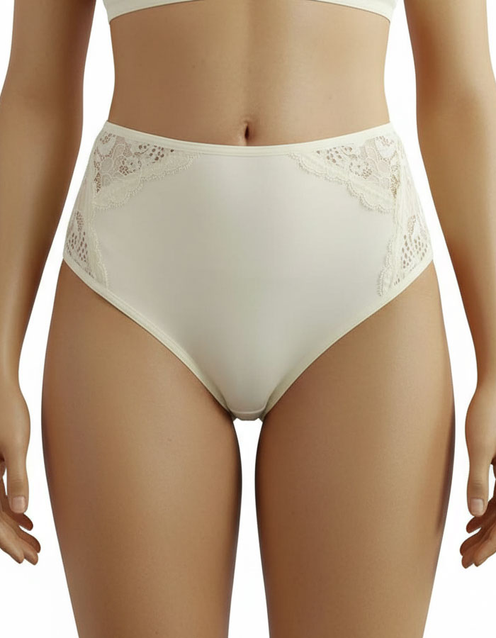 Памучна бикина с висока талия, Natural comfort, екрю, 160