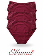 Сет 3 броя памучна бикина с висока талия, Natural comfort, бордо , 160