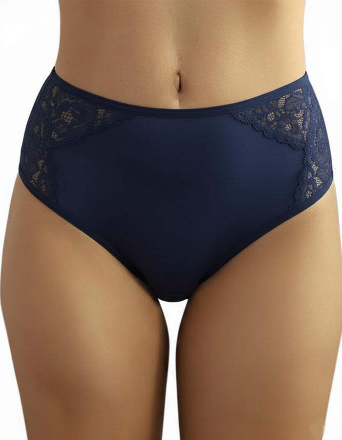 Памучна бикина с висока талия, Natural comfort, тъмно син, 160