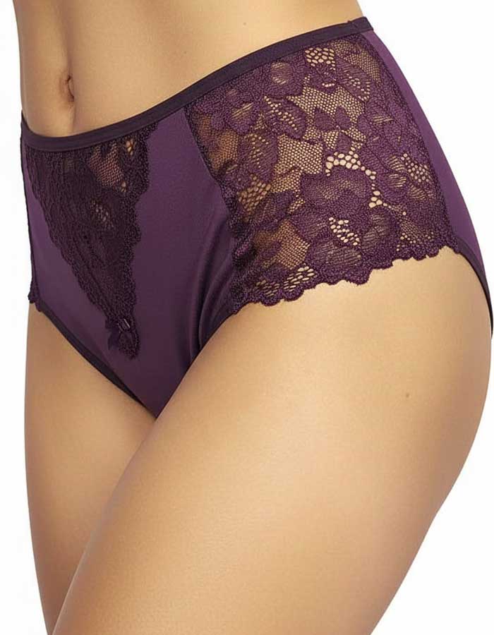 Памучна бикина с висока талия, Aurora, патладжан, 161