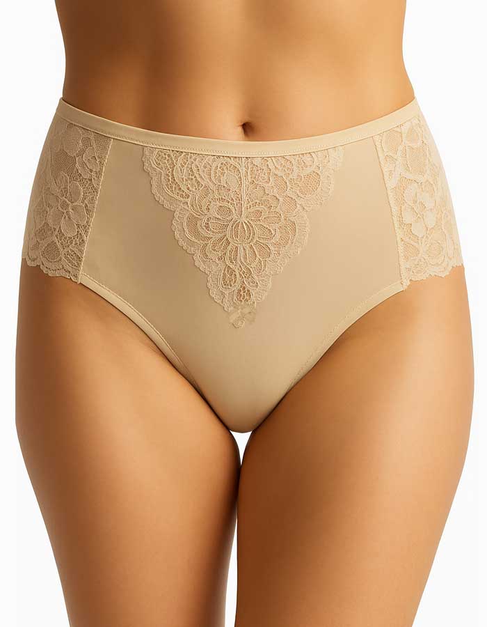 Памучна бикина с висока талия, Aurora, бежово, 161