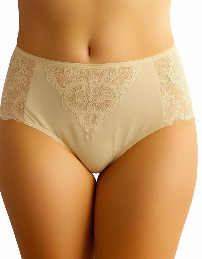 Памучна бикина с висока талия, Aurora, екрю, 161