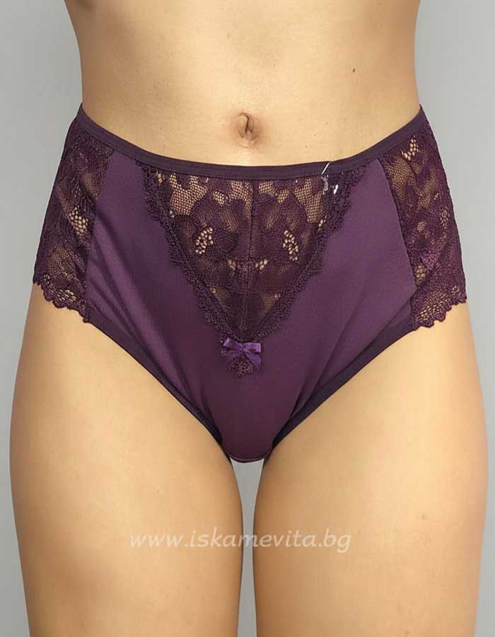 Памучна бикина с висока талия, Aurora, патладжан, 161