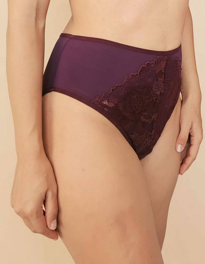 Памучна бикина с висока талия, Neda, патладжан, 165