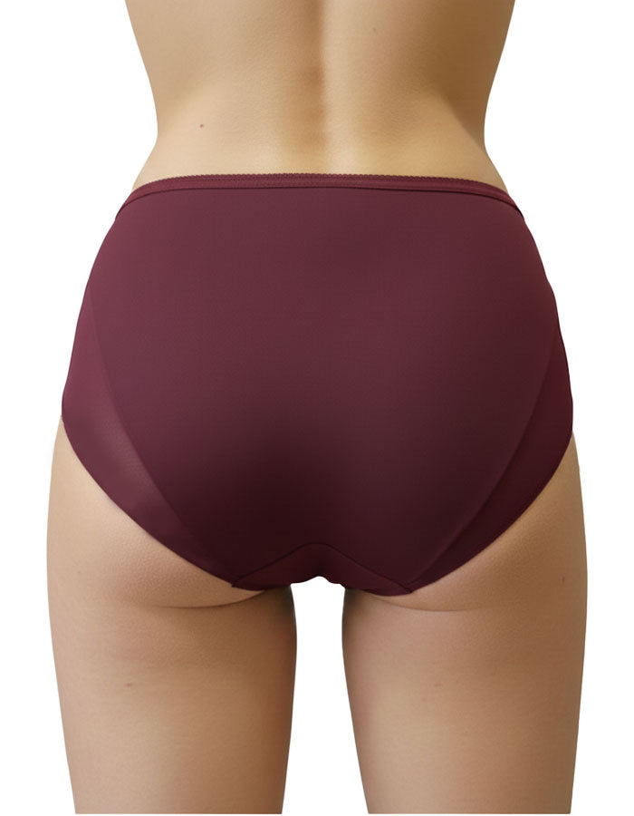 Луксозна бикина с висока талия, двоен тюл по крайщата, Miabella, бордо, 191