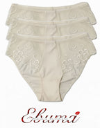 Сет от 3 броя луксозни бикини от микрофибър и дантела, Jisela Luxe, екрю, 223