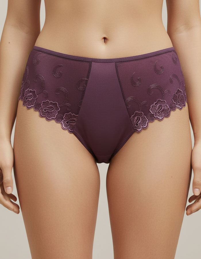 Луксозна бикина от микрофибър и дантела, Jisela Luxe, патладжан, 223