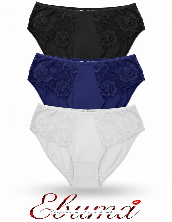 Класически модел бикина с дантела и с отлична покривност на задната част.
Изключително женствен и изискан модел.


- БИКИНА С ВИСОКА ТАЛИЯ
-&nbsp;ВИСОКОКАЧЕСТВЕН ПАМУК с нишка 40*1, която е еднослойно тъкана, което означава Нерециклирана
- мека и еластична дантела в средата отпред и на двете страни
- подсилено памучно дъно
-&nbsp;широки страни, за да има отлично покритие отзад и да заглажда паласките.
- мек и еластичен двойно прегънат ластик за повече стабилно ст и комфорт

Дизайнът на дантелата може да се 