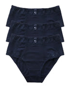 3 броя памучни бикини с висока талия, Velvet cotton, черен, 227