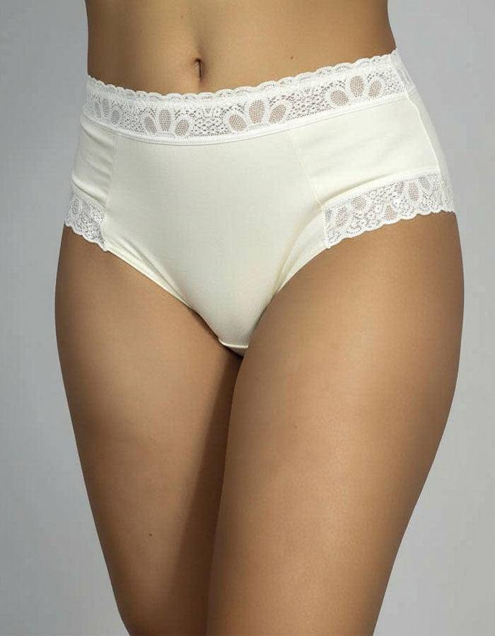 Памучна бикина с висока талия, Velvet cotton, екрю, 227