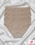 3 броя памучни бикини с висока талия, Velvet cotton, бежов ,227