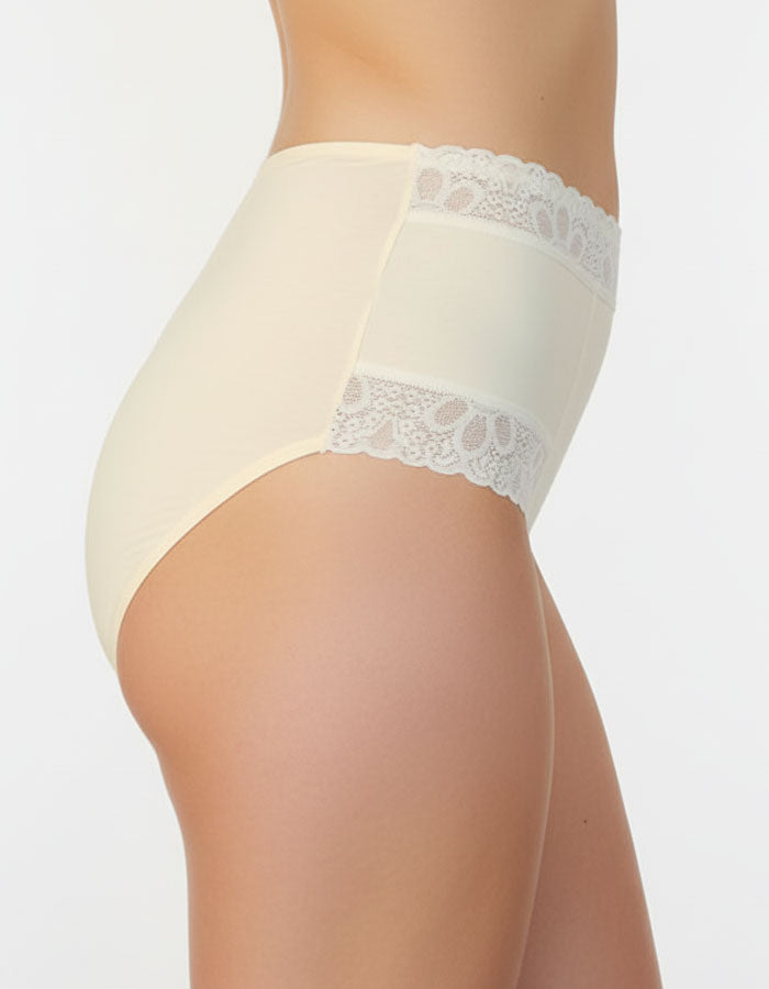 Памучна бикина с висока талия, Velvet cotton, екрю, 227