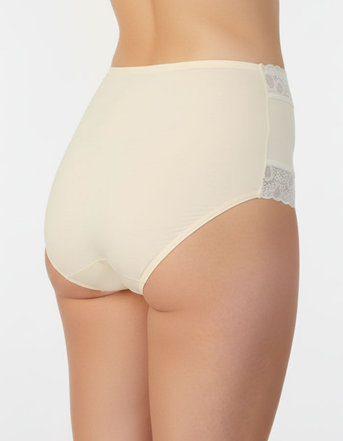 3 броя памучни бикини с висока талия, Velvet cotton, екрю ,227