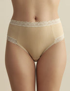 Памучна бикина с висока талия, Velvet cotton, бежово, 227