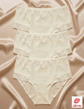 3 броя памучни бикини с висока талия, Velvet cotton, екрю ,227