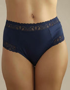 Памучна бикина с висока талия, Velvet cotton, тъмно синьо, 227