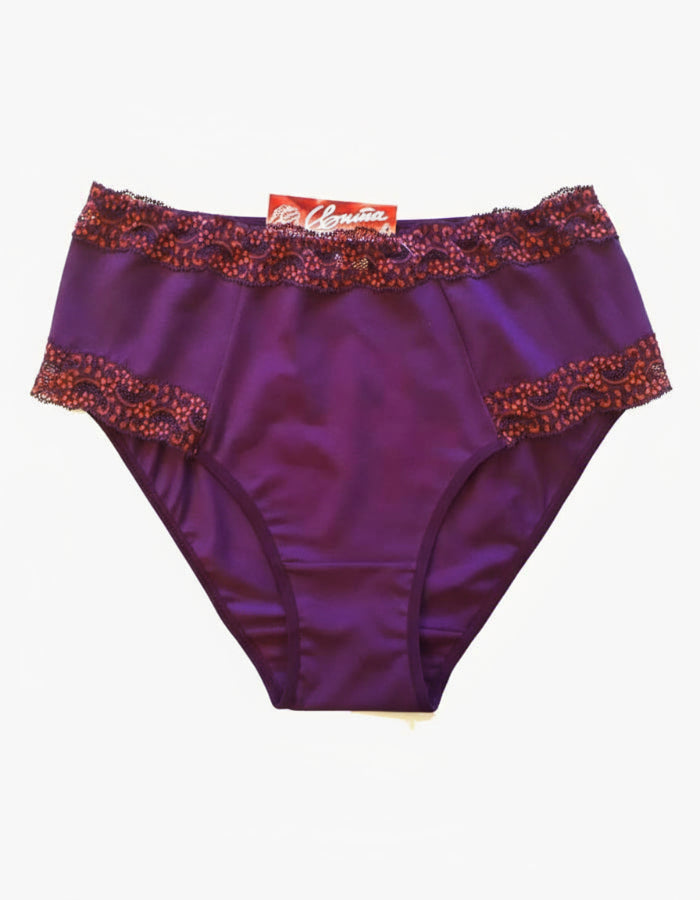 Памучна бикина с висока талия, Velvet cotton, патладжан, 227