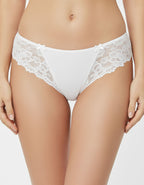 Луксозна бикина от дантела и микрофибър, бяла , 230