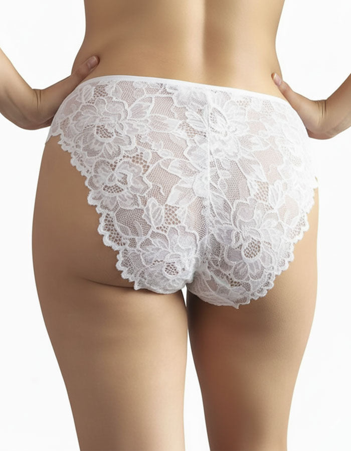 Луксозна бикина от дантела и микрофибър, бяла , 230