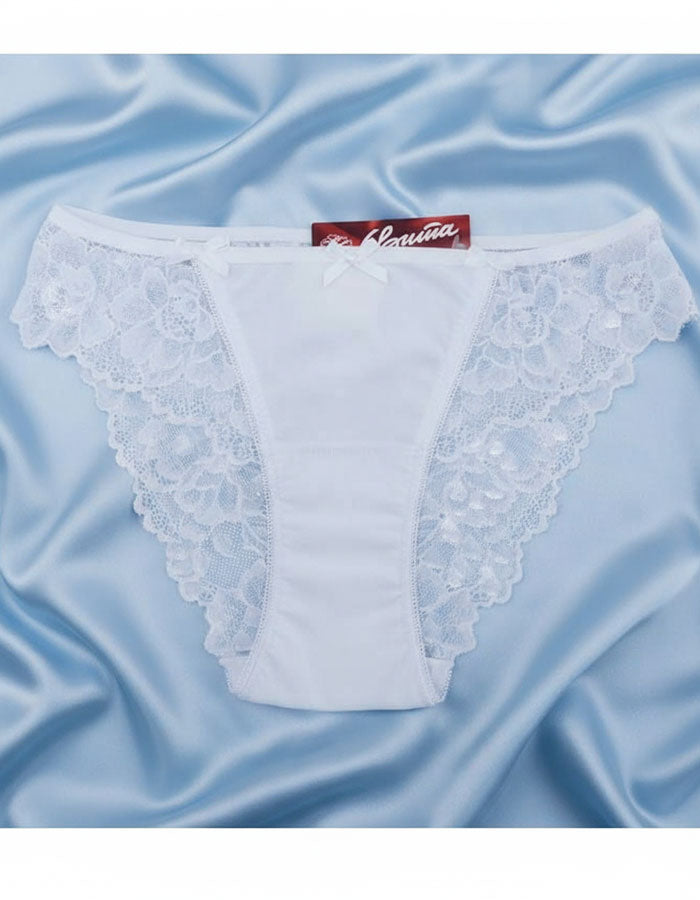 Луксозна бикина от дантела и микрофибър, бяла , 230