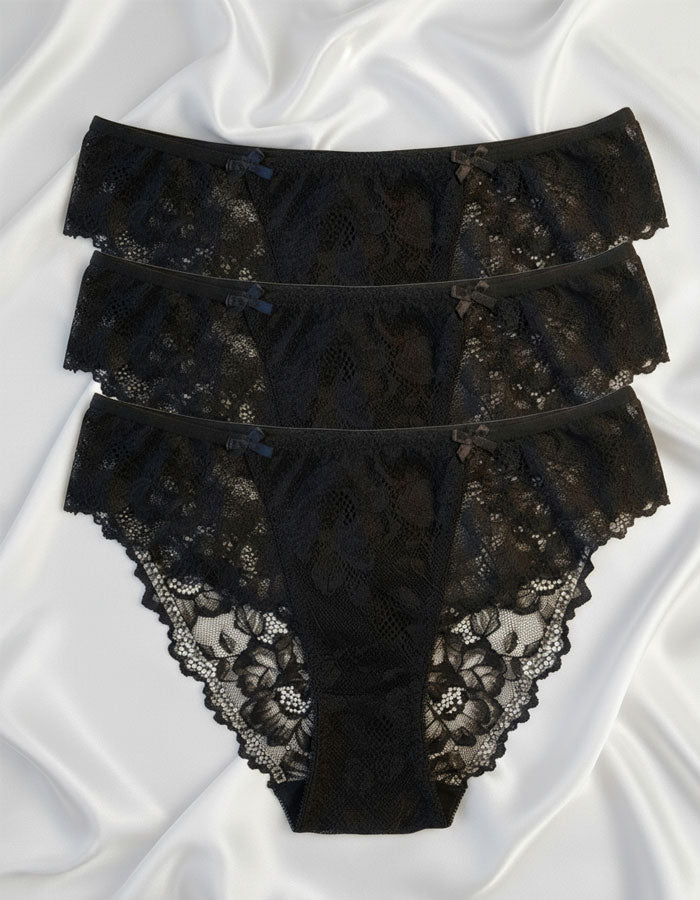 Сет 3 броя дантелени бикини, черен , 253