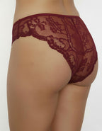 Дантелена бикина с голям памучен детайл отпред, Prima, бордо, 253